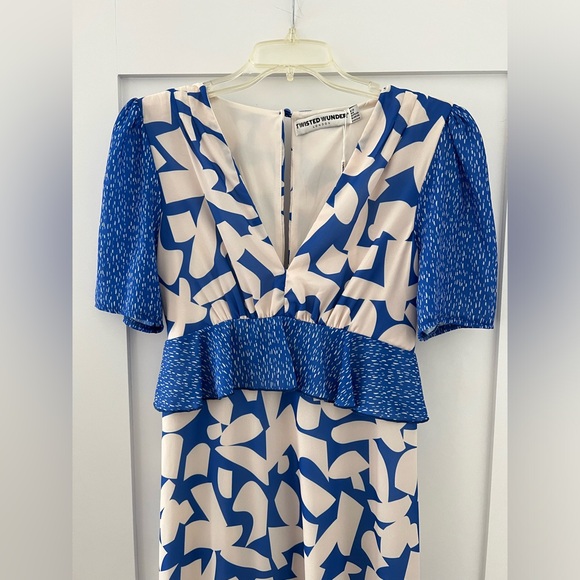 NWT Twisted Wunder abstract blue floral maxi dress - Picture 2 of 8